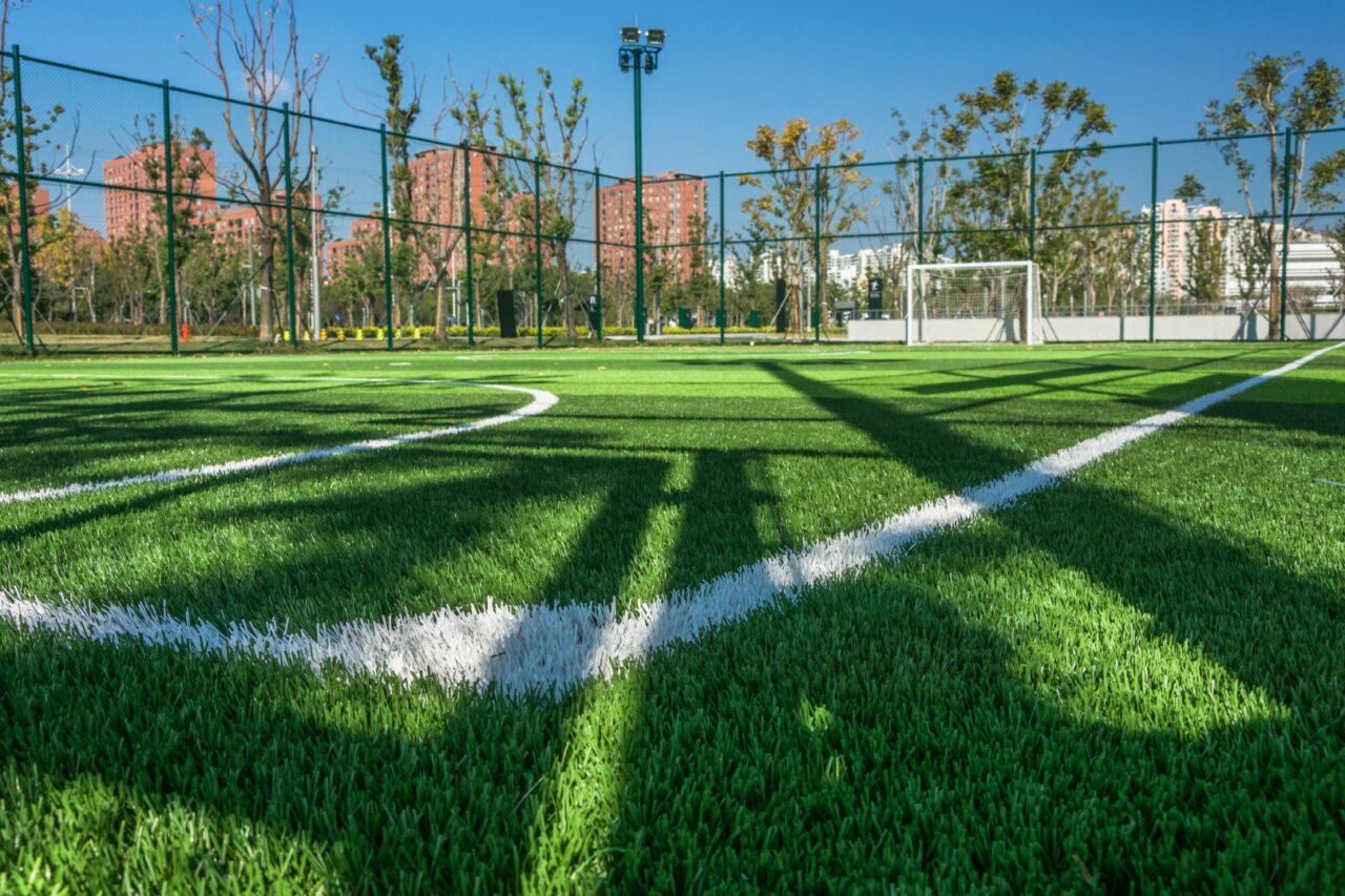 Artificial grass used in athletic field